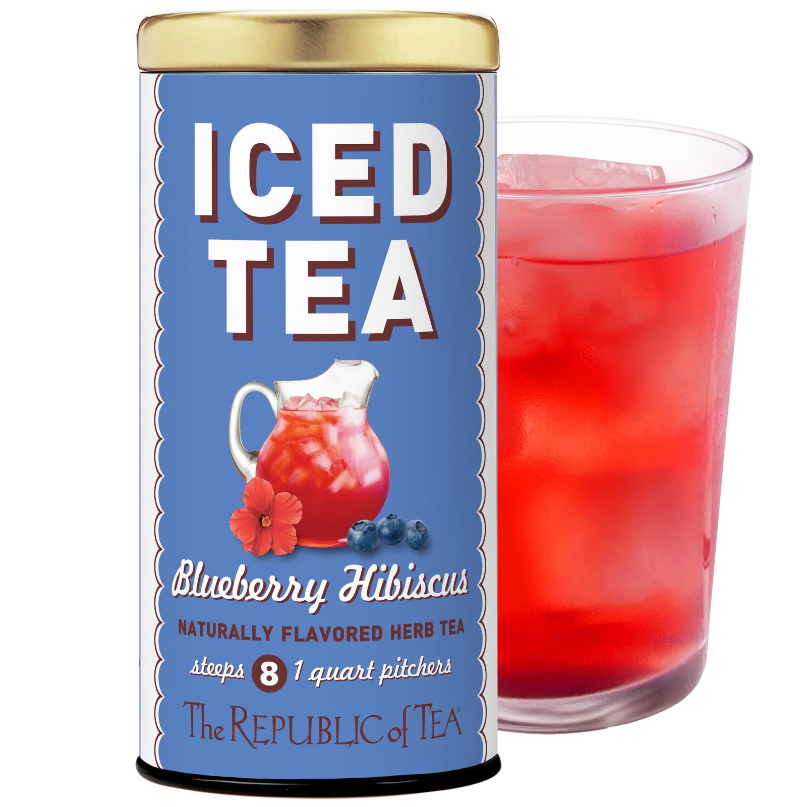 – Blueberry Hibiscus Iced Tea, 8 Tea Bags, Herbal Tea, Caffeine Free