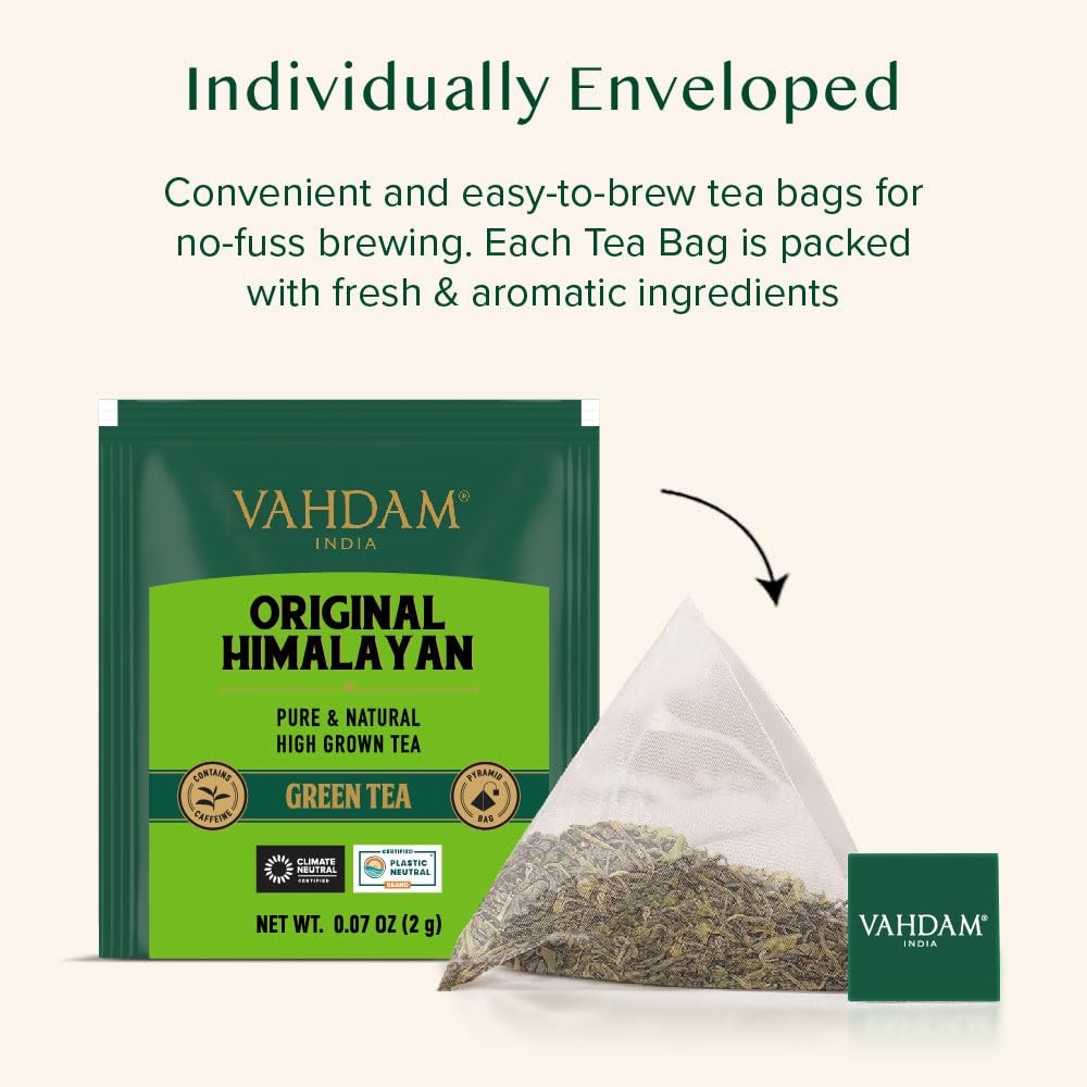 VAHDAM, Himalayan Green Tea (30 Count) High 30 Count (Pack of 1),