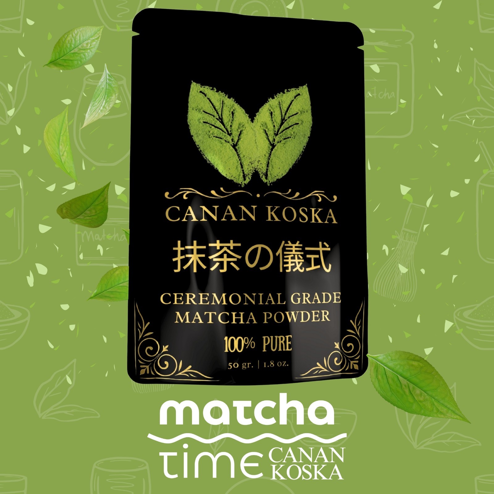 Canan Koska Ceremonial Grade Matcha Powder 1.76oz (50g) Pack of 3