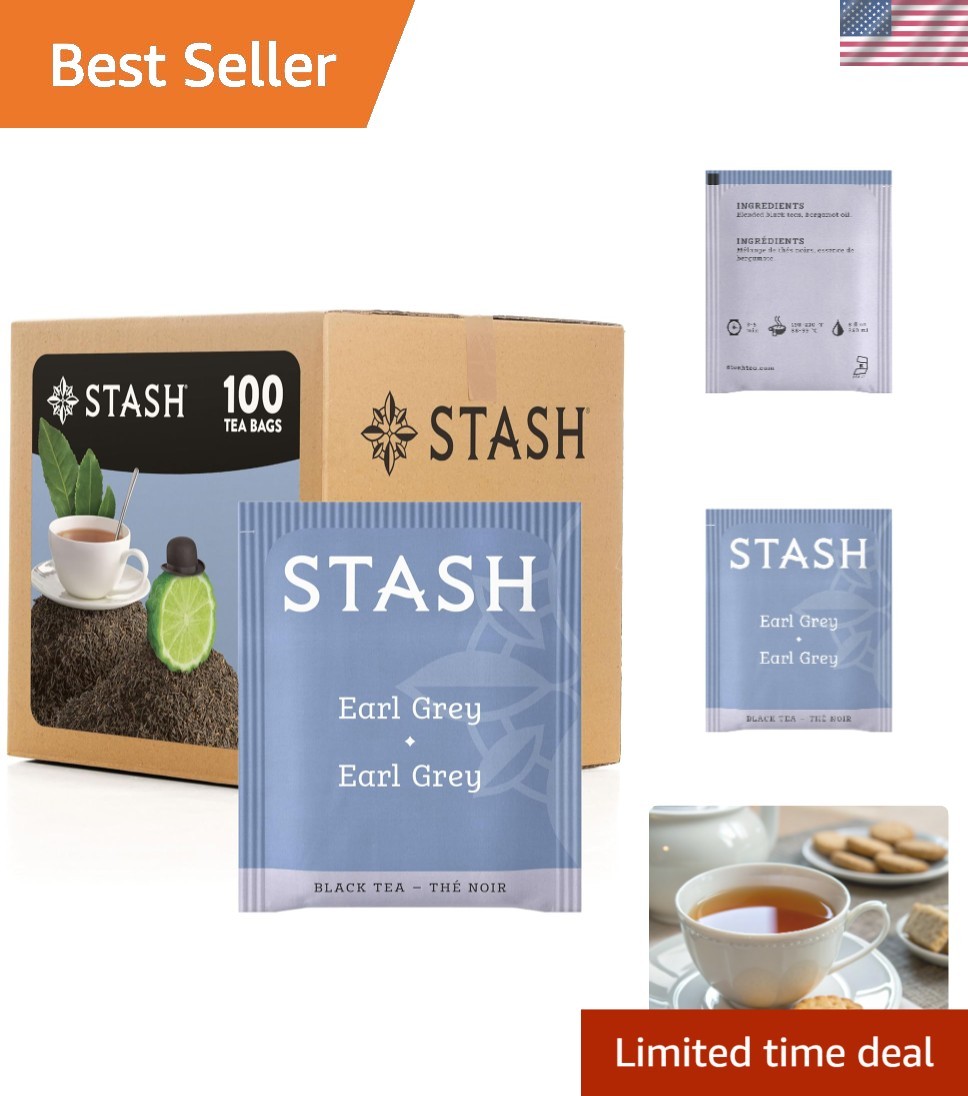 Earl Grey Black Tea, 100 Allergen-Free Tea Bags for Any Occasion