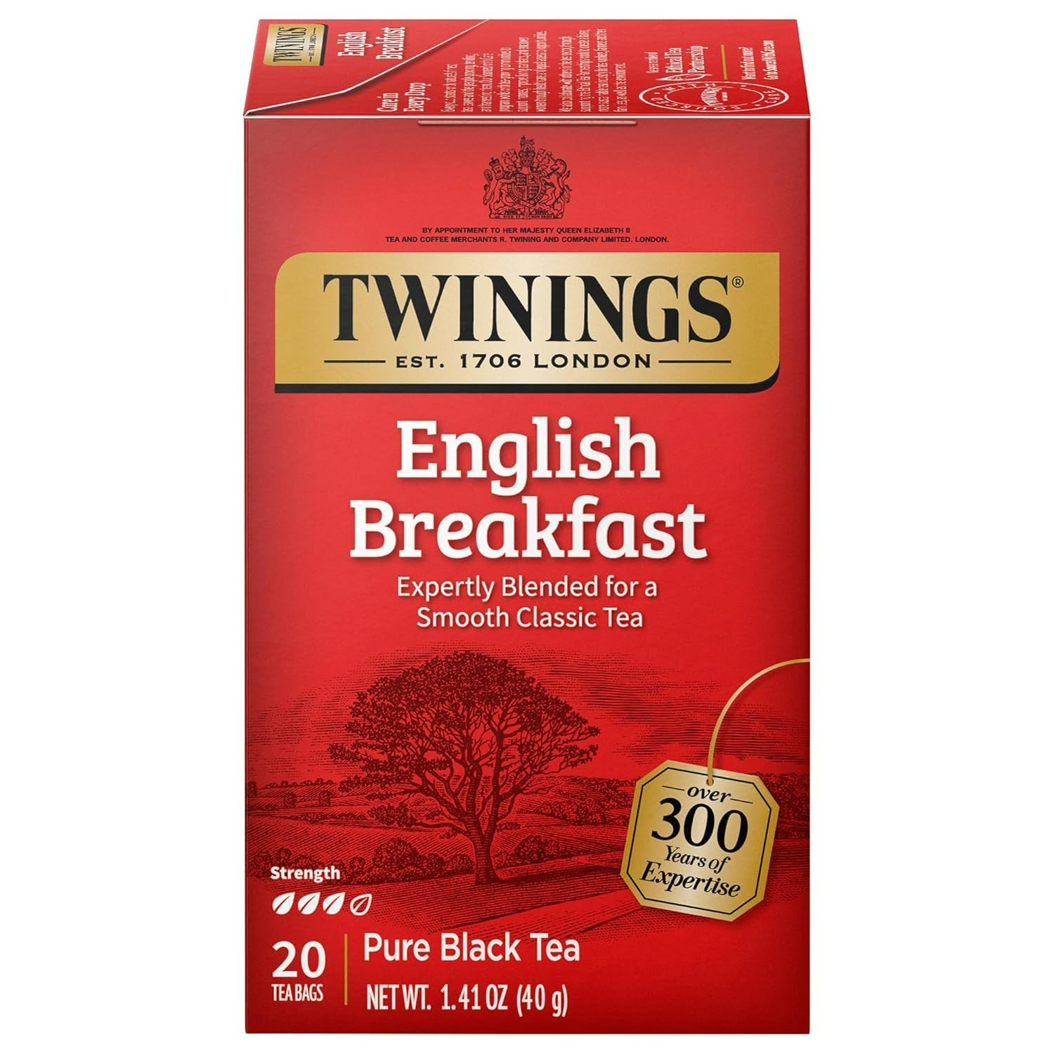 English Breakfast Black Tea Individually Wrapped Bags, 20 Count Pack of 1, Fl…
