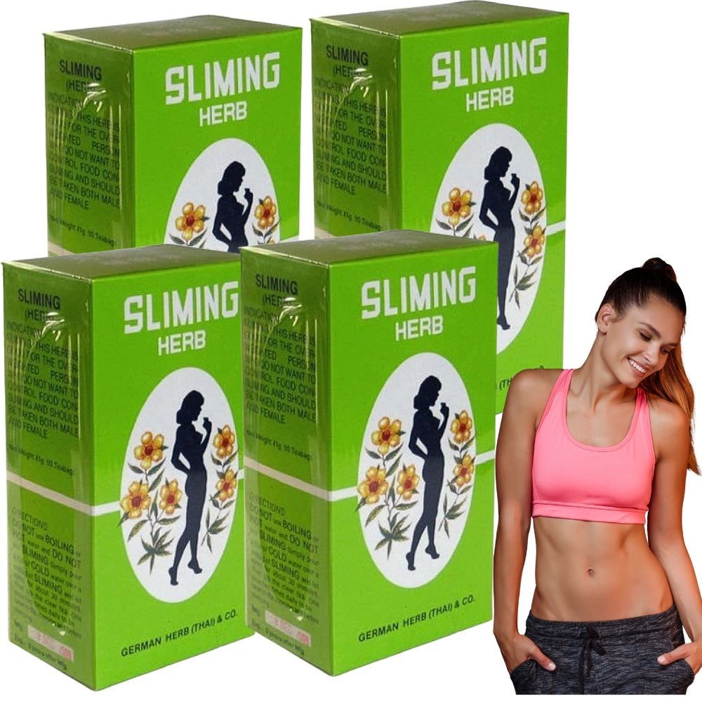 Sliming Herb Tea 4 Boxes (200 Sachets) Thai Herbal Botanical Blend Hot Drink