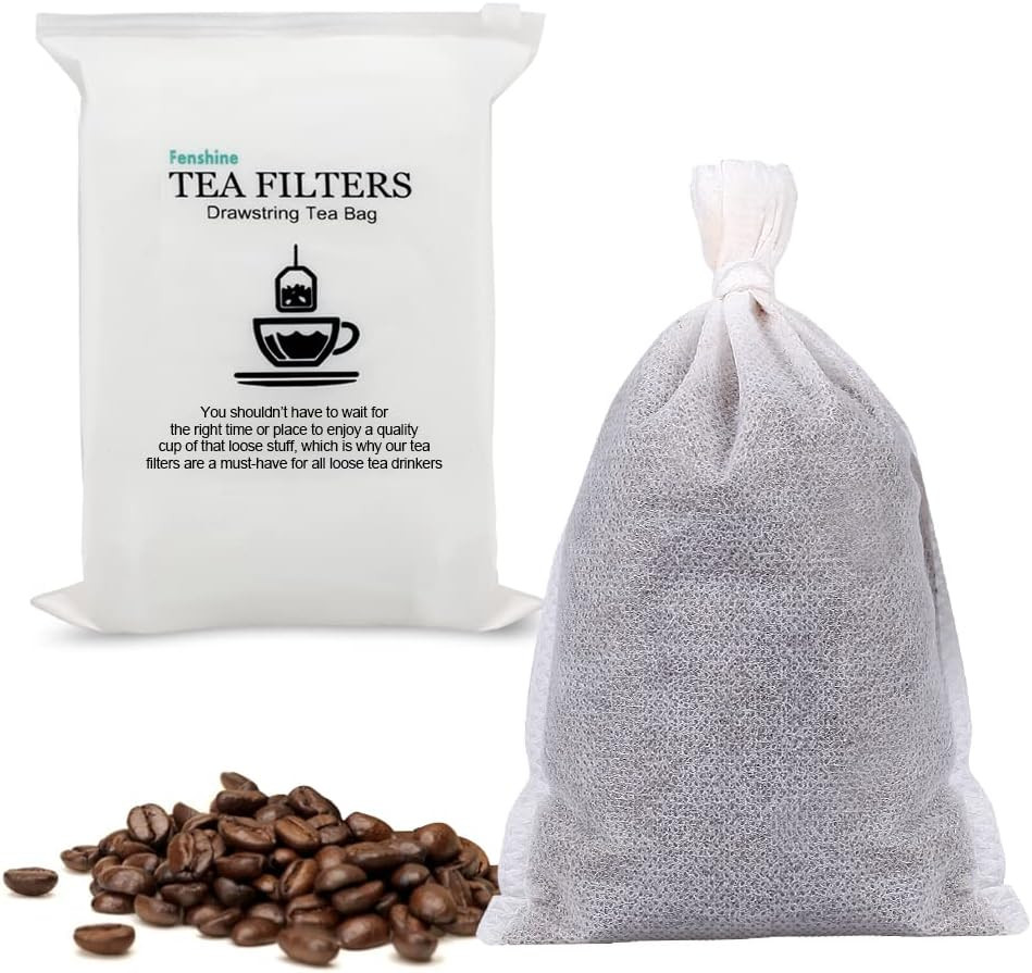Fenshine 100Pcs Large Tea Bag – Disposable Empty Tea Filter Bags No Mess Mesh Ba