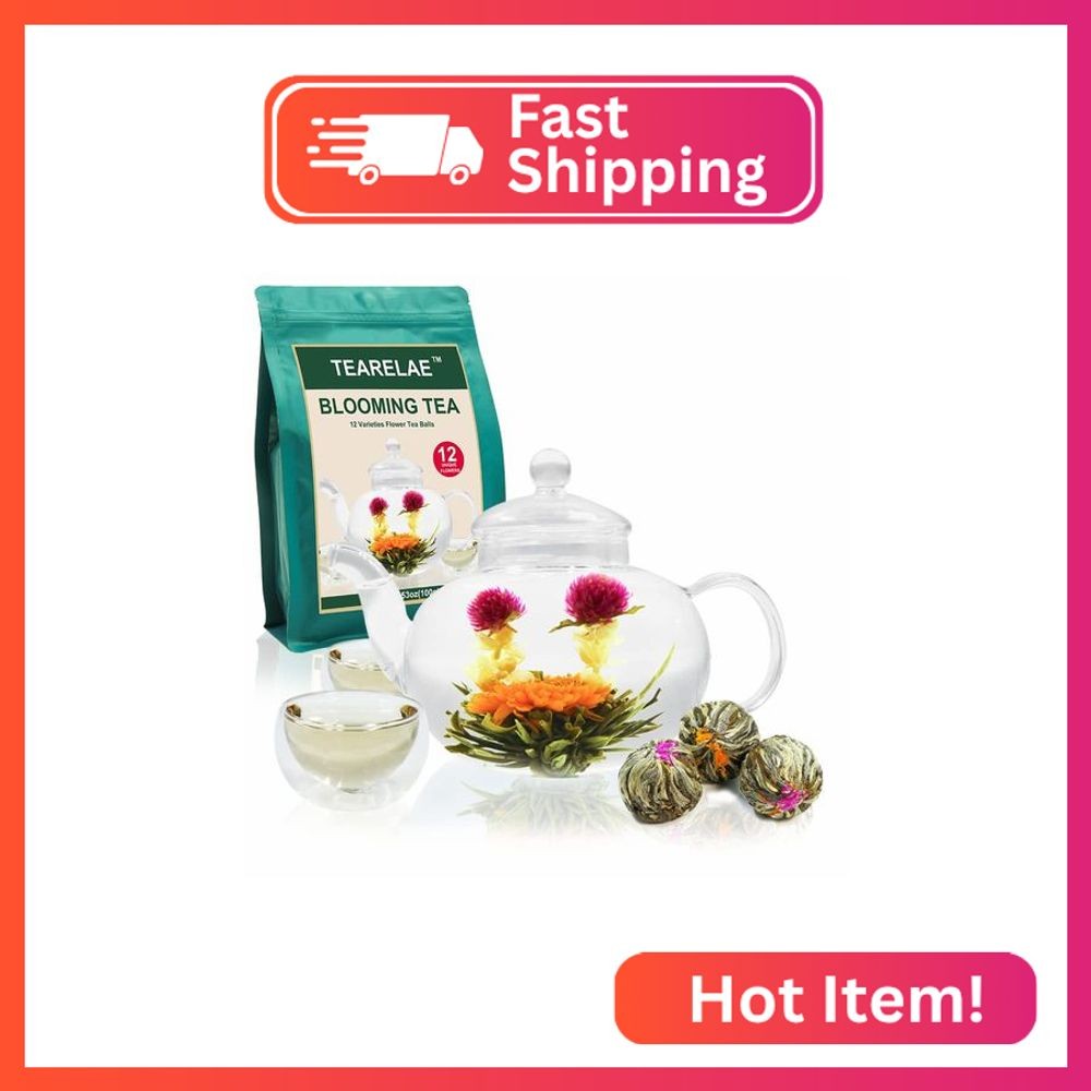TEARELAE Blooming Tea Flowers – 12pcs Individually Sealed Flowering Balls – Hand