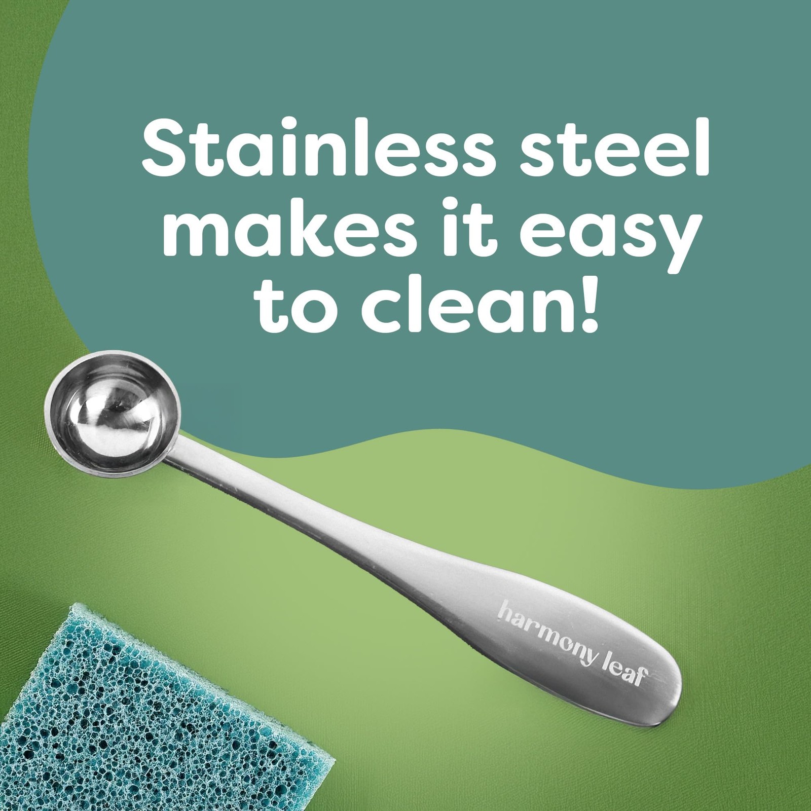 Harmony Leaf Stainless Steel Matcha Scoop, One Half Teaspoon, 1 Small, Silver