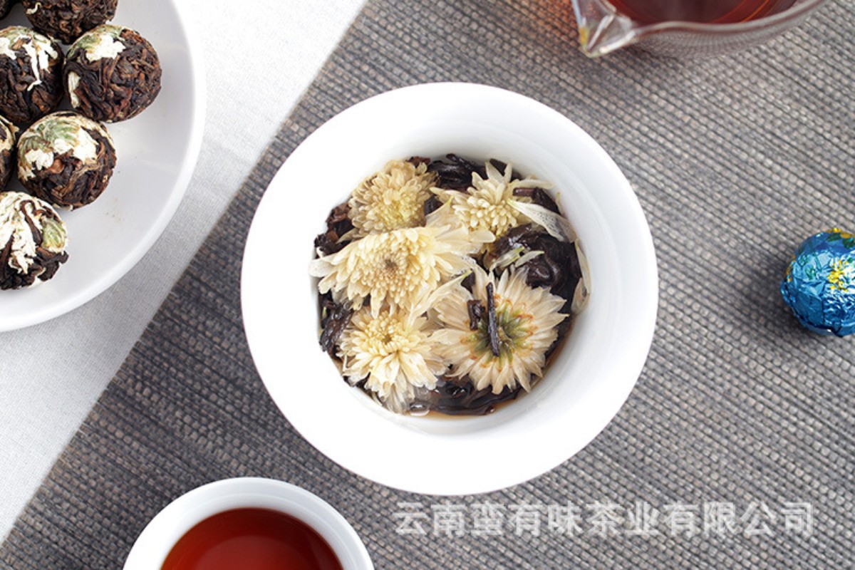 120g Yunnan Chrysanthemum Pu’er Tea Ripe Tea Rich Aroma Bulk Long Zhu Canned Tea