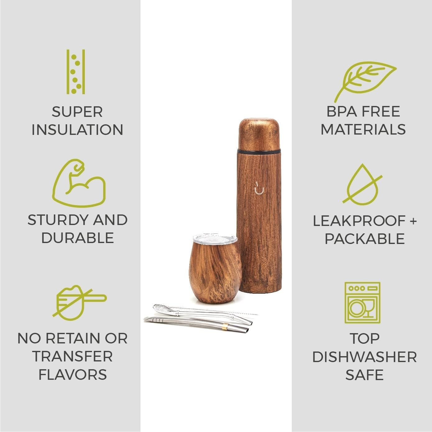 Luxury Yerba Mate Gourd Tea Set with Thermal Flask & Sustainable Accessories