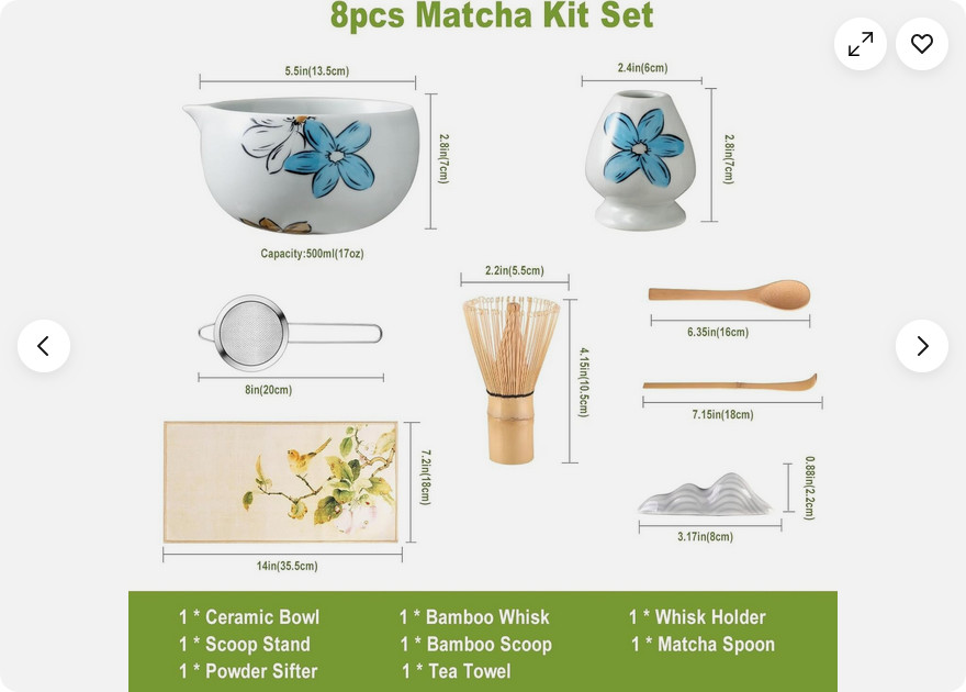 8Pcs Whisk Set for Tea Lovers Ceramic Matcha Tea Set with Bamboo Whisk Gift Set