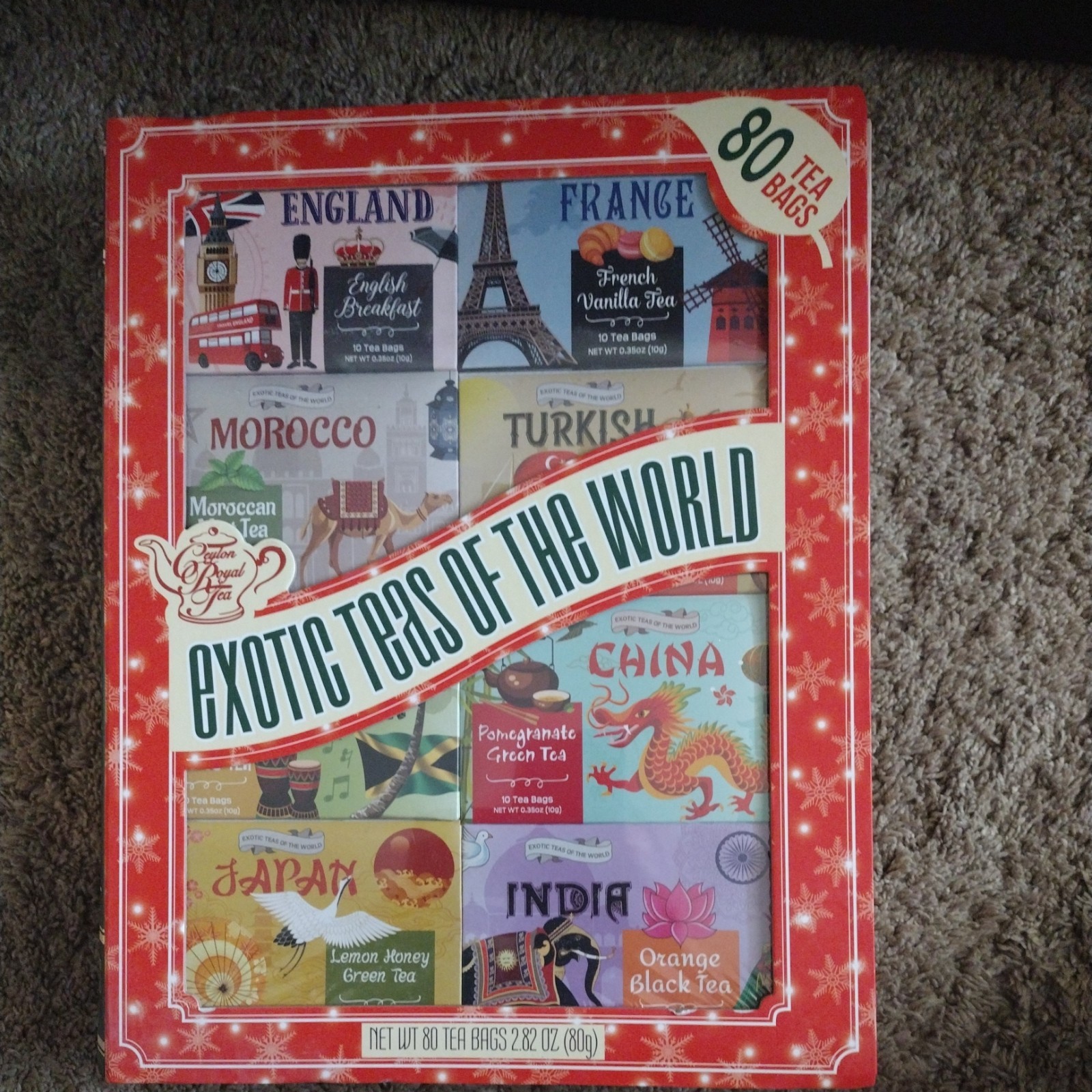 Exotic Teas of The World Gift Set, 80 Tea Bags, 8 Different Flavors