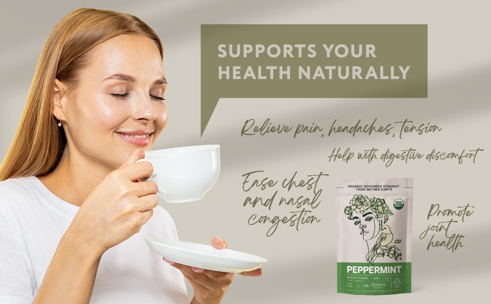 6 Bags sale ! Zhirvana Organic Loose leaf Peppermint tea. For Digestive,etc.