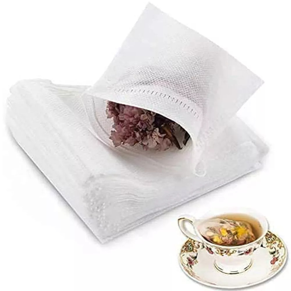 100x Disposable Non-woven Tea bag Filter Empty Teabags Herb Loose Drawstring Bag
