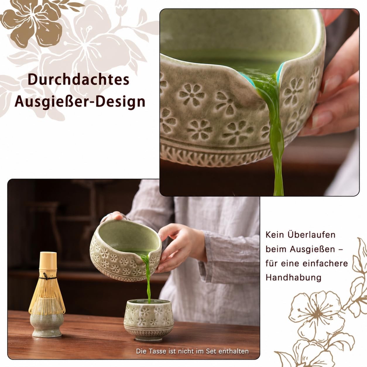 Matcha Whisk Set, Ceramic Matcha Kit Set Includes Matcha Bowl, Matcha Whisk a…