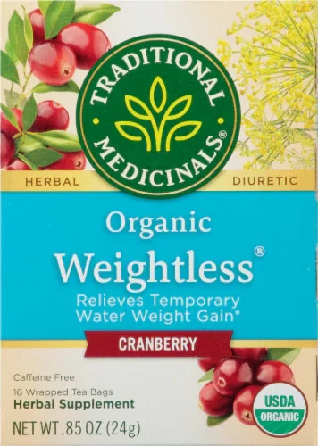 Traditional Medicinals Organic Weightless Cranberry Herbal Tea 16 Bags x 3 pack
