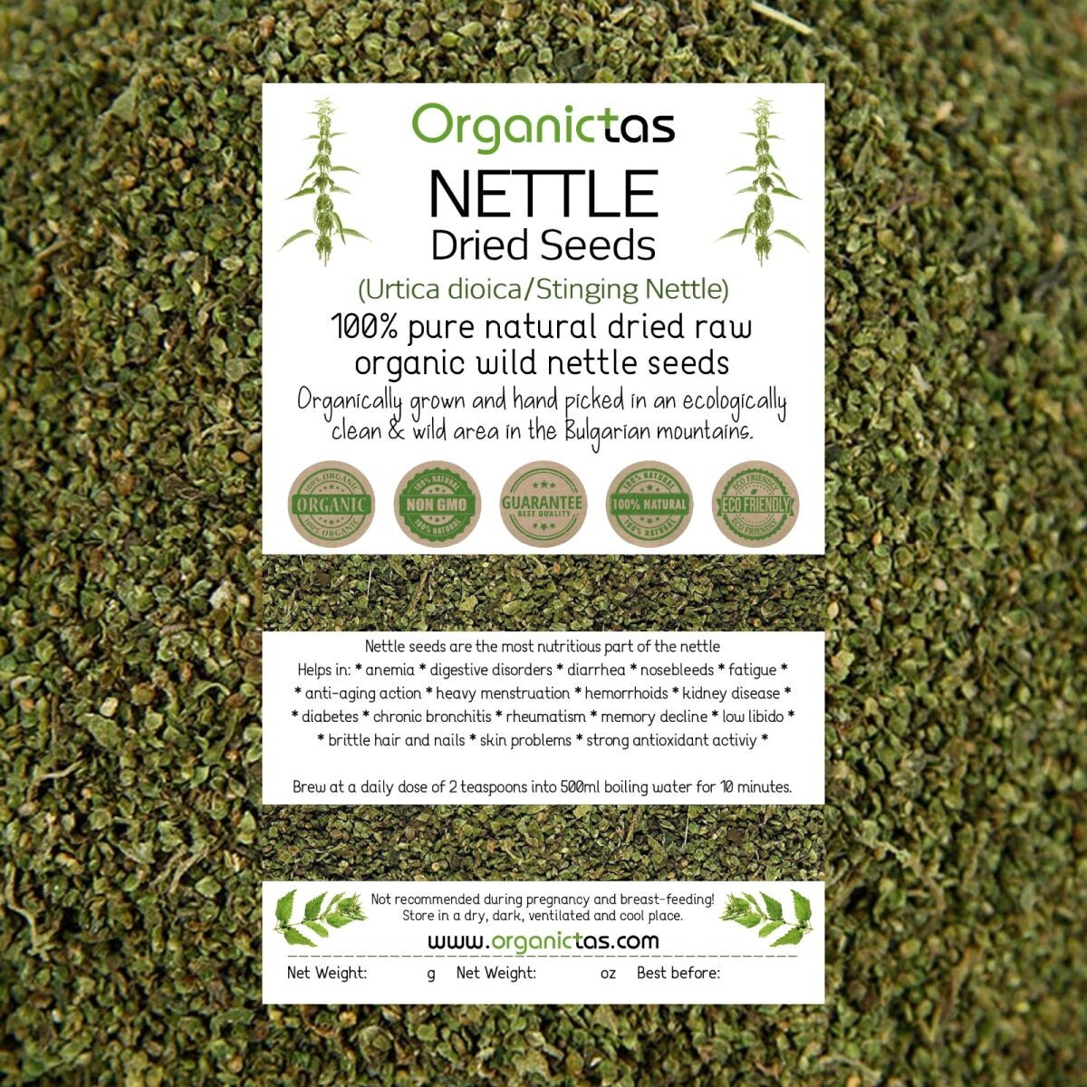 Organic NETTLE SEED TEA – Dried & Crushed Nettle Seeds Tea with Benefits 200g