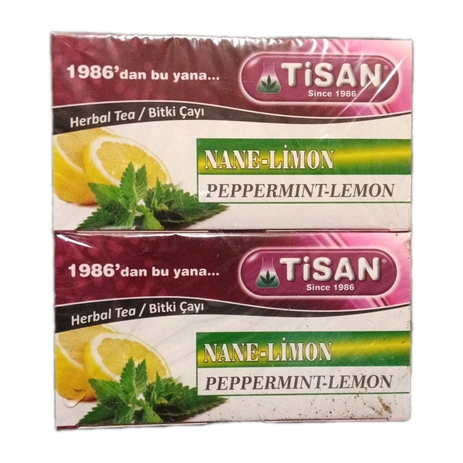2 boxes Tisan Peppermint – Lemon Herbal Tea, total 40 tea bags, Exp 02/2028