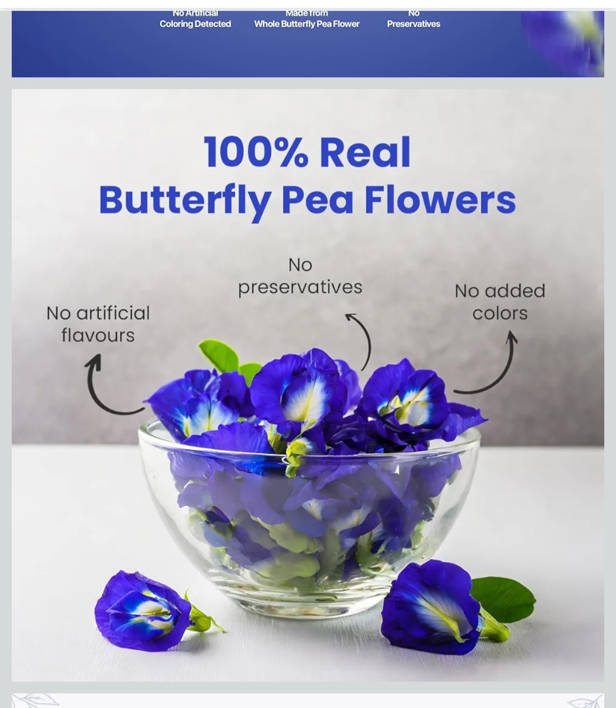 BLUE TEA Butterfly Pea Flower 30 Tea Bags Antioxidant Caffeine Free Detox Herbal