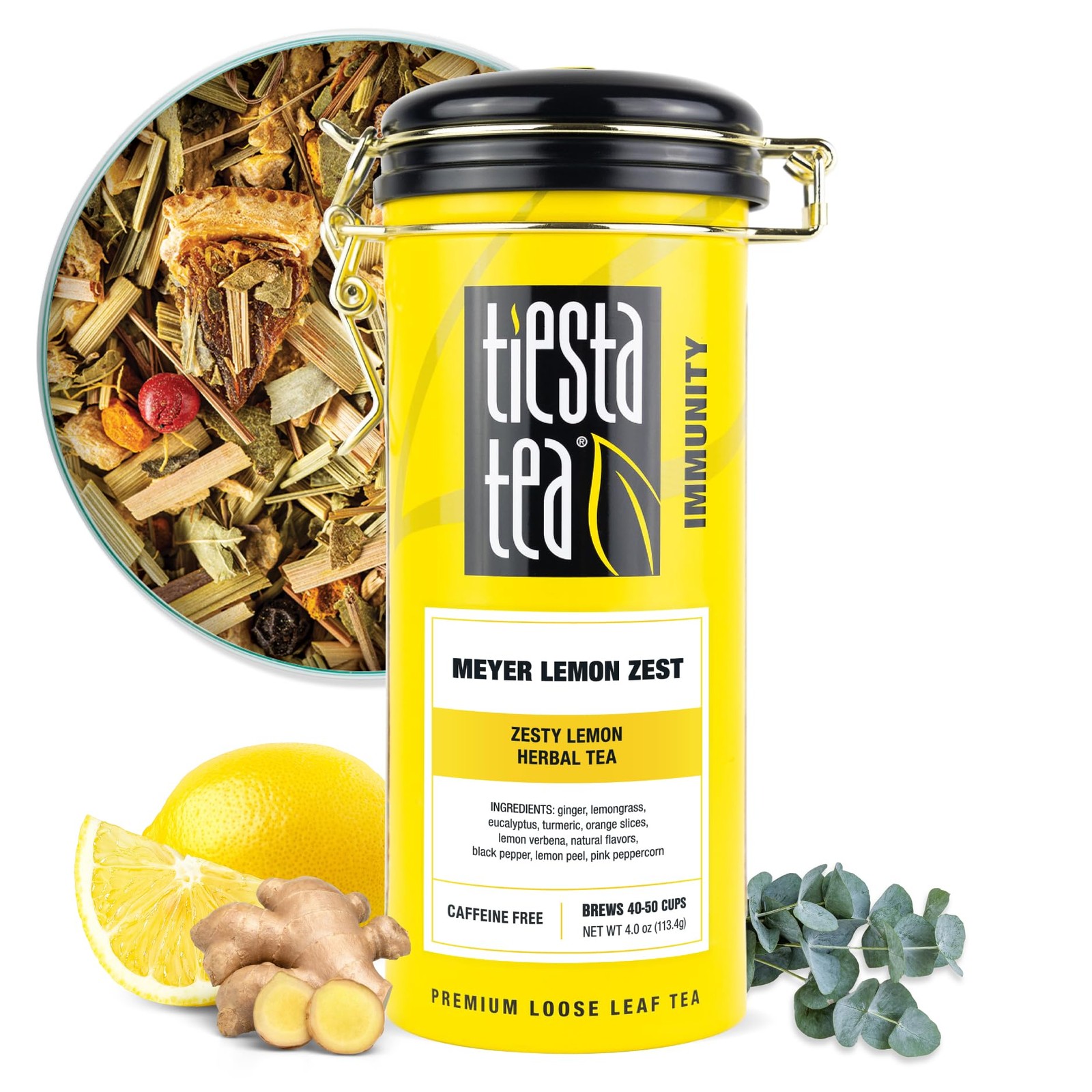 – Meyer Lemon Zest, Loose Leaf, Zesty Lemon Herbal Tea, Premium Non-Caffeinat…