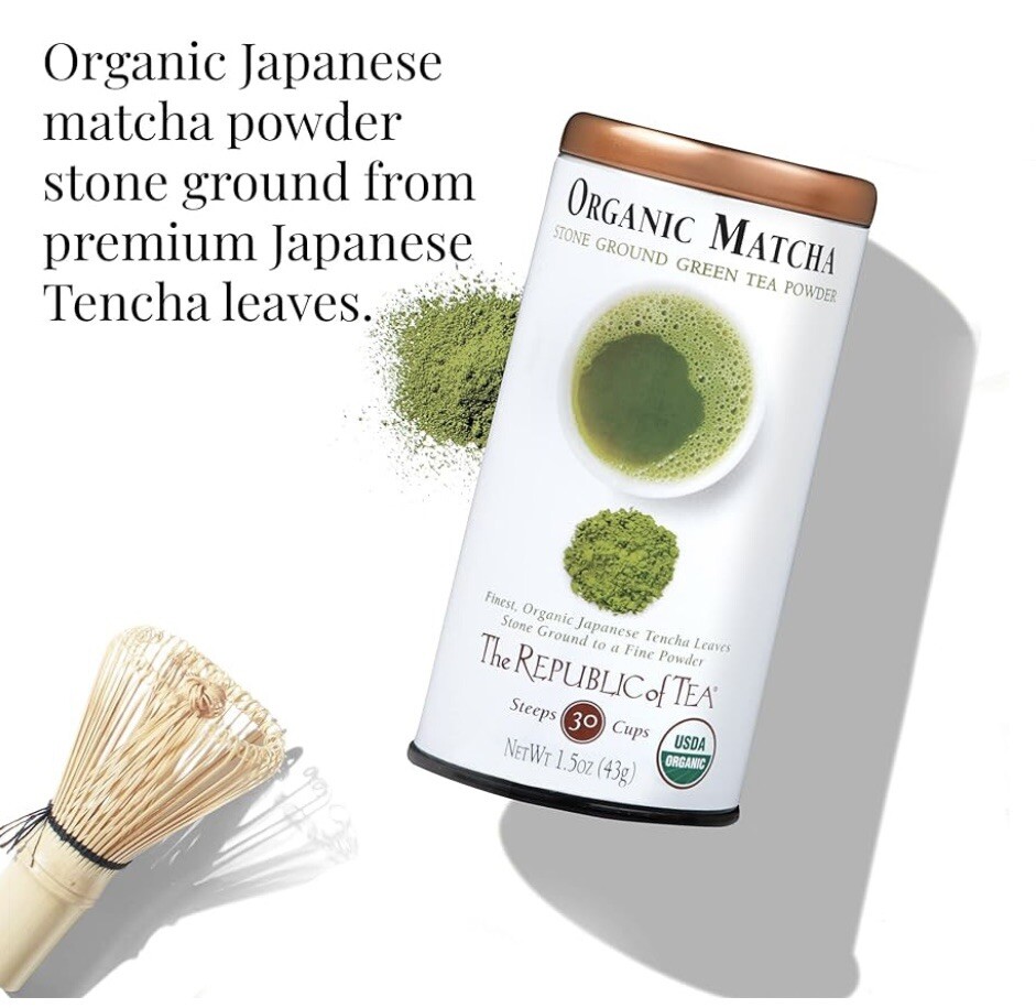 Organic Matcha Stone Ground Green Tea Powder Republic Of Tea ~1.5oz 30 Cups