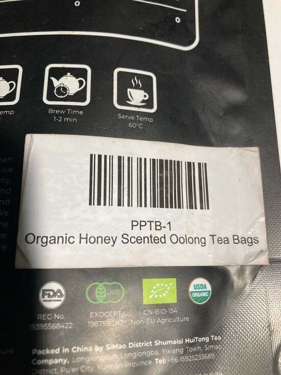 PIPI TEA Organic Honey Scented Oolong Tea Bags, 120g (2 Packages/40 Ct)