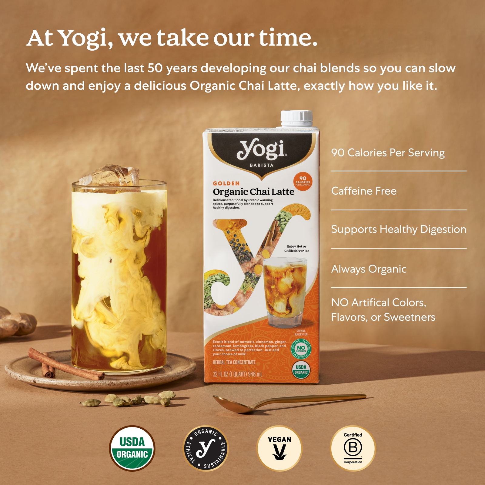 Yogi Barista Golden Organic Chai Latte – 32oz (6 Pack) – Supports Digestion
