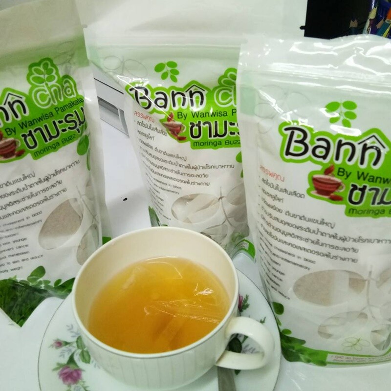 6xTea Moringa Buzz Herb Health Natural Bann Cha (30 Small Tea bag/ Package) 90g