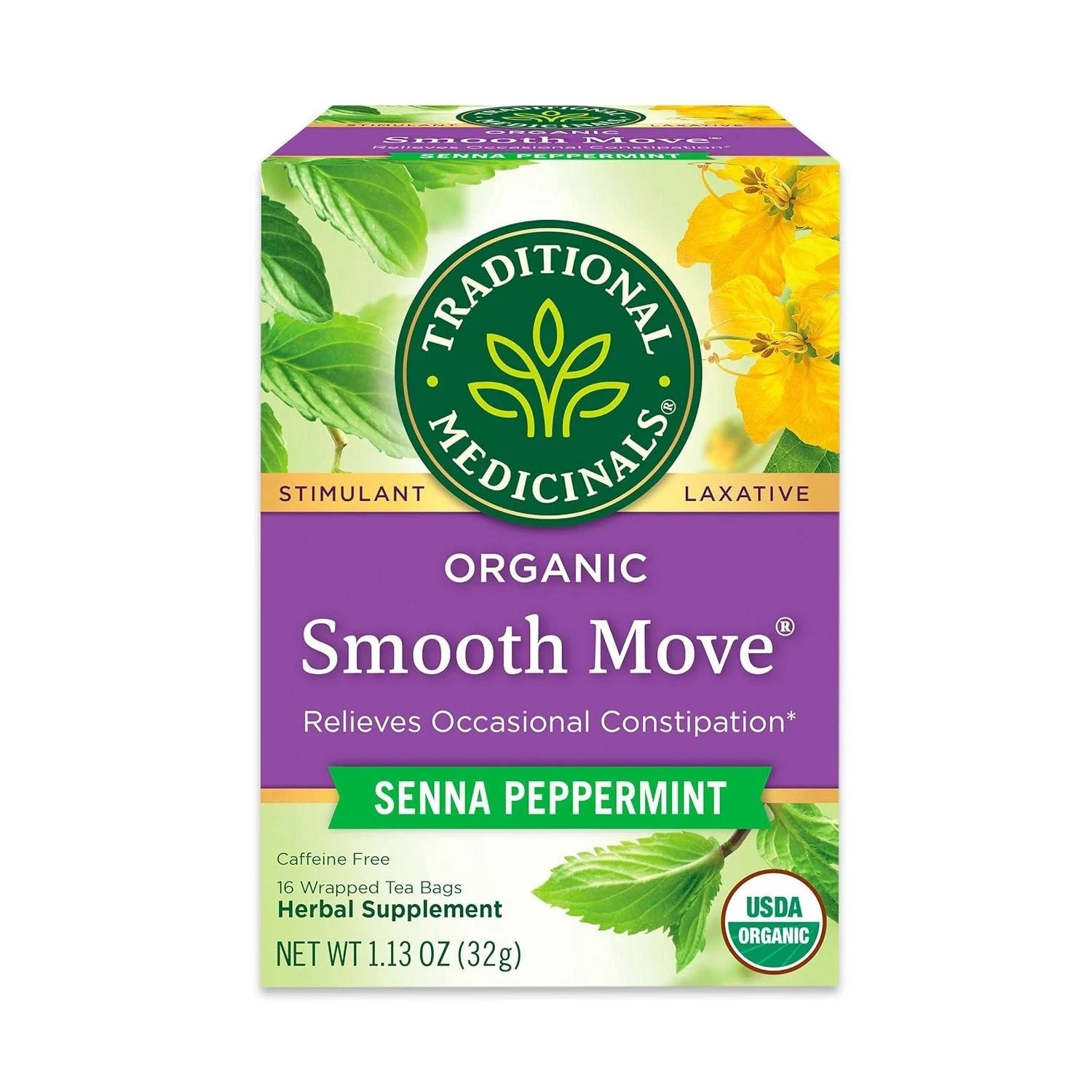 Traditional Medicinals Smooth Move Peppermint Tea, 16 Bags, Senna Free Shipping