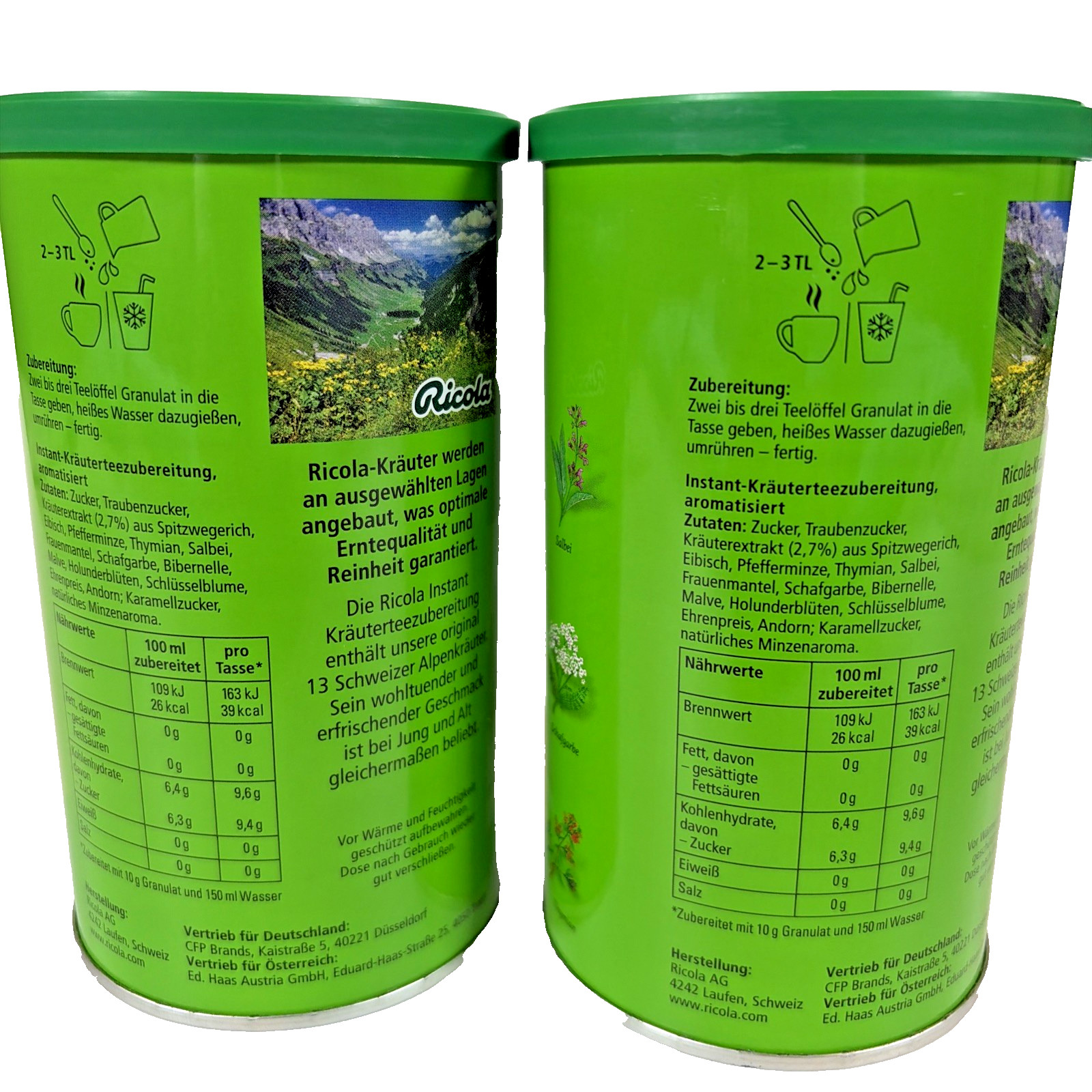 Ricola Schweizer Krauter Instant Herbal Tea 2 pack 200g NEW Made in Switzerland