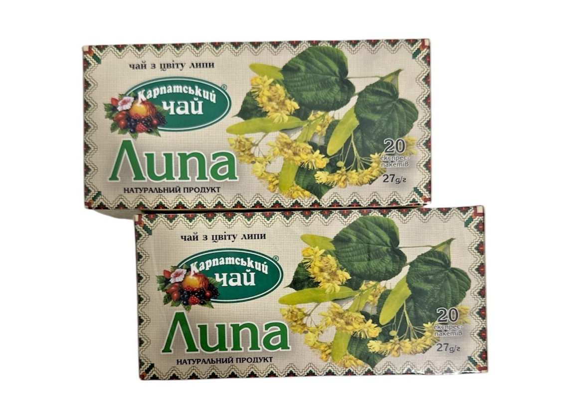 Carpathian Linden Tea 100% Natural – 20 Bags, 27g – Pack of 2 – Ukraine