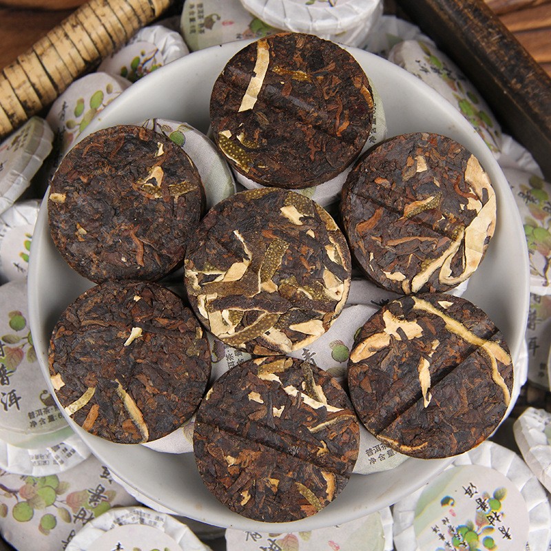 500g Premium Yunnan Green Tangerine Dried Tangerine Peel Pu’er Tea Ripe Tea Cake