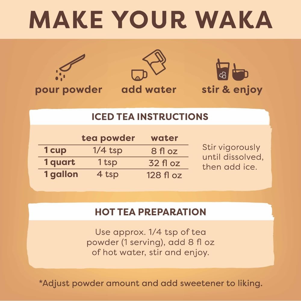 Waka Instant Green Tea Mix, Peach Flavored – 100% 4.5 Ounce (Pack of 1)
