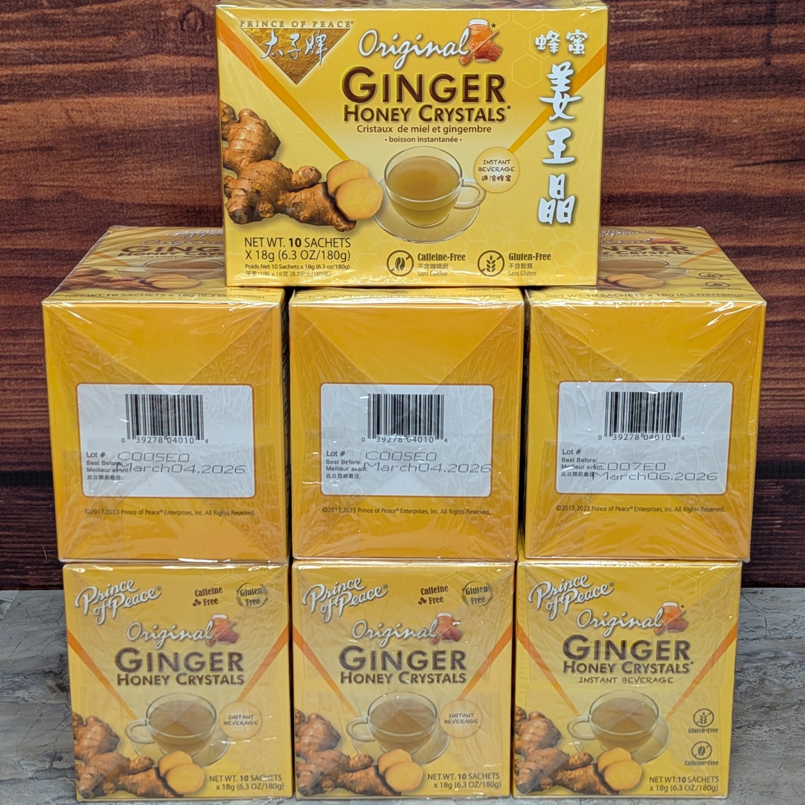 Lot of 7 – Prince of Peace Original Ginger Tea Honey Crystals 10 Sachets Per Box