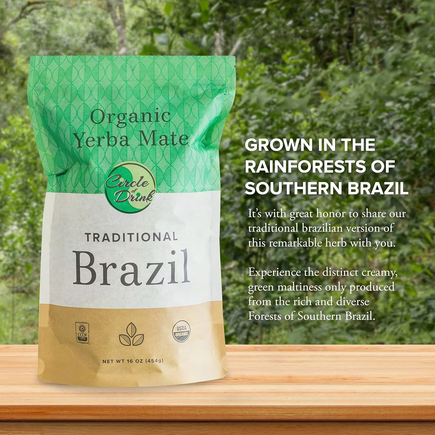 Brazil Traditional Yerba Mate Tea – 100% Certified Organic – Rainforest Shade Gr