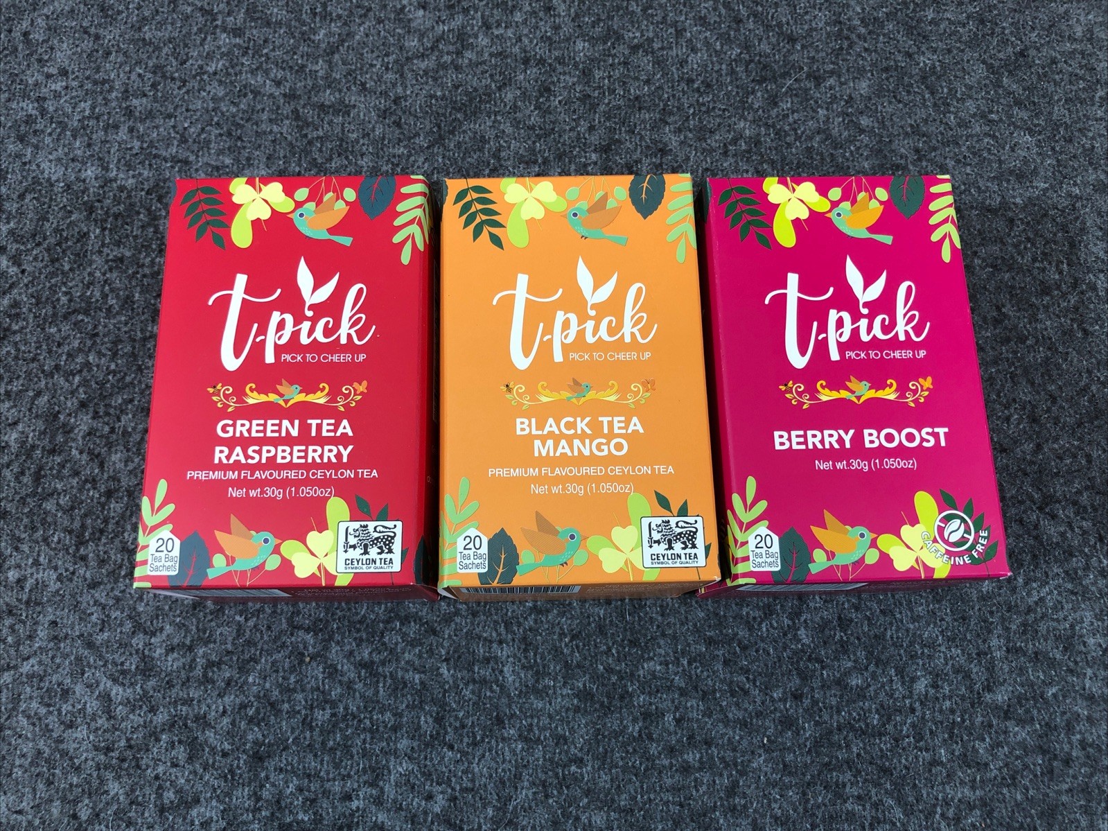 3 PACK – T-PICK Ceylon Green Tea Raspberry, Black Tea Mango, Berry Boost NEW!!!