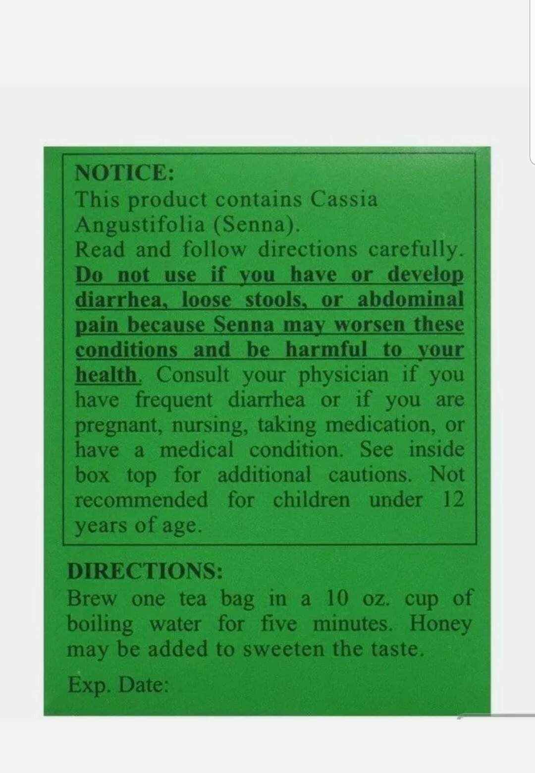 DIET HERBAL TEA EXTRA STRENGTH WEIGHT LOSS CONSTIPATION 18 BAGS 3 BALLERINA