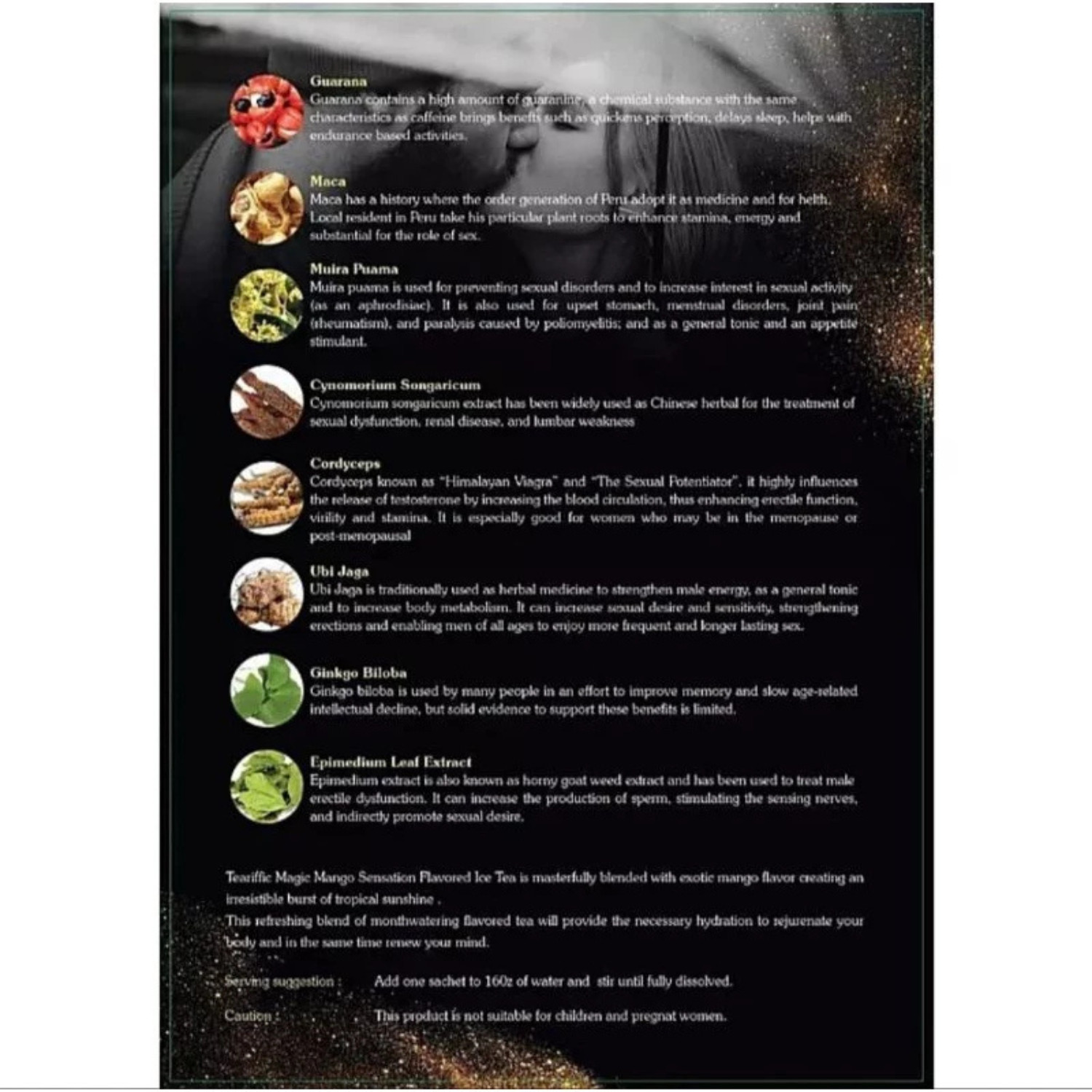 Teariffic Magic Mango Sensation Men Herb Energy Coffee Tea (12 Sachets)