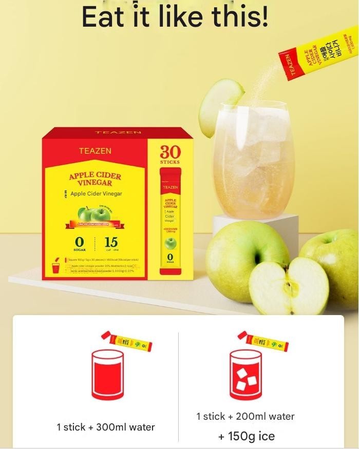 TEAZEN Apple Cider Vinegar 5g x 30pcs Low Calorie 0% Sugar KOREAN Healthy Drink