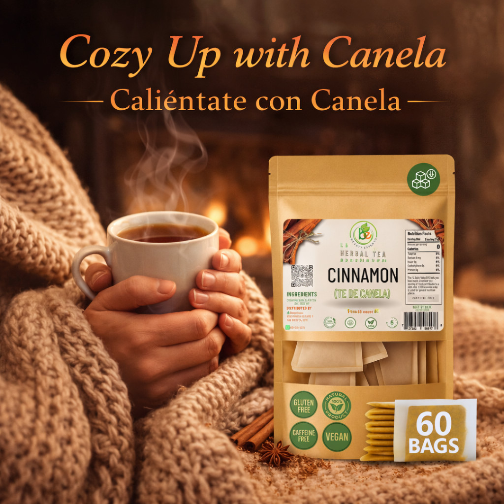 Canela Té (Cinnamon Tea) – 60 Tea Bags – 100% Natural, Vegan, Herbal – Gluten-Fr