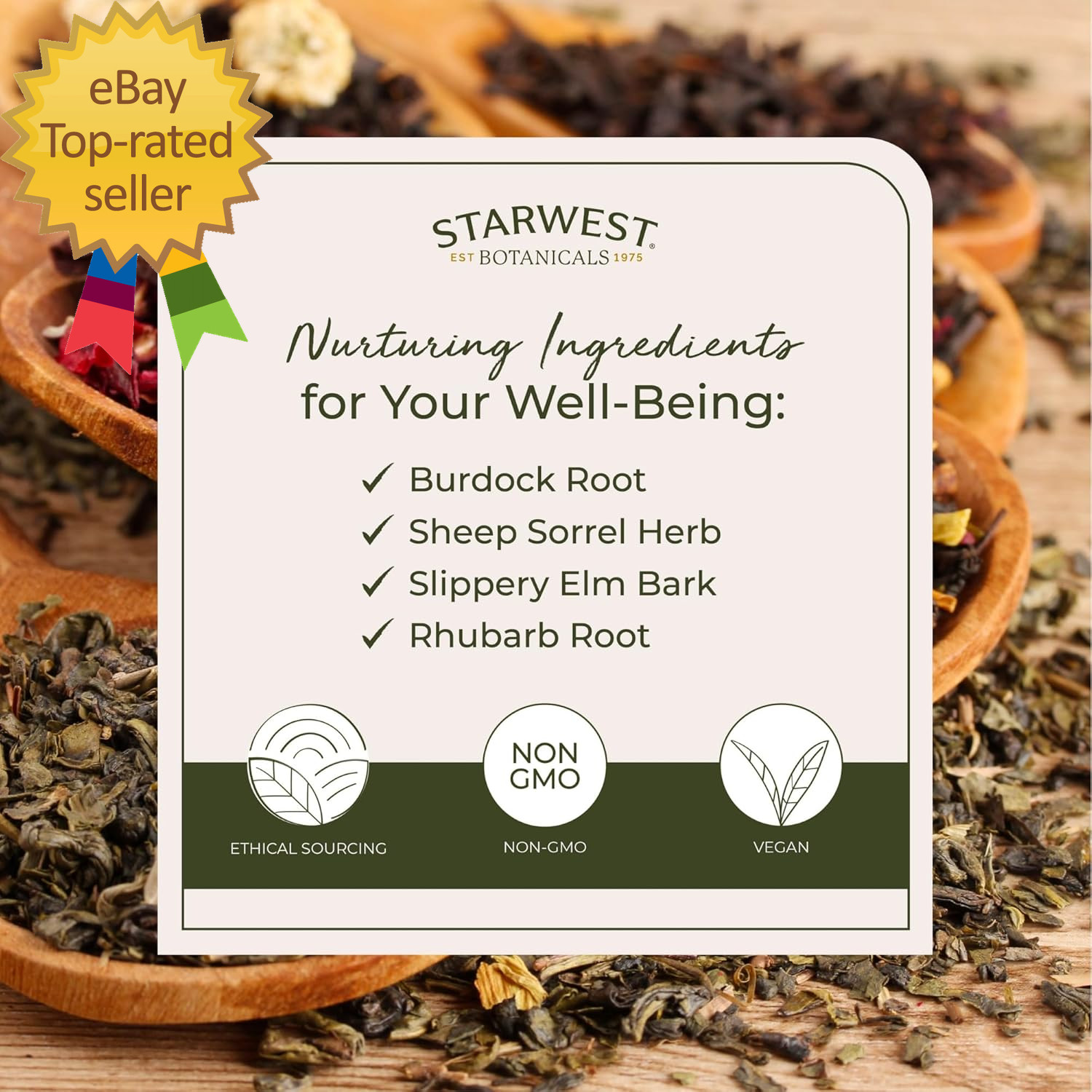 Essiac Tea Organic – Caffeine Free Herbal Blend, Loose Leaf Burdock Root, Slippe