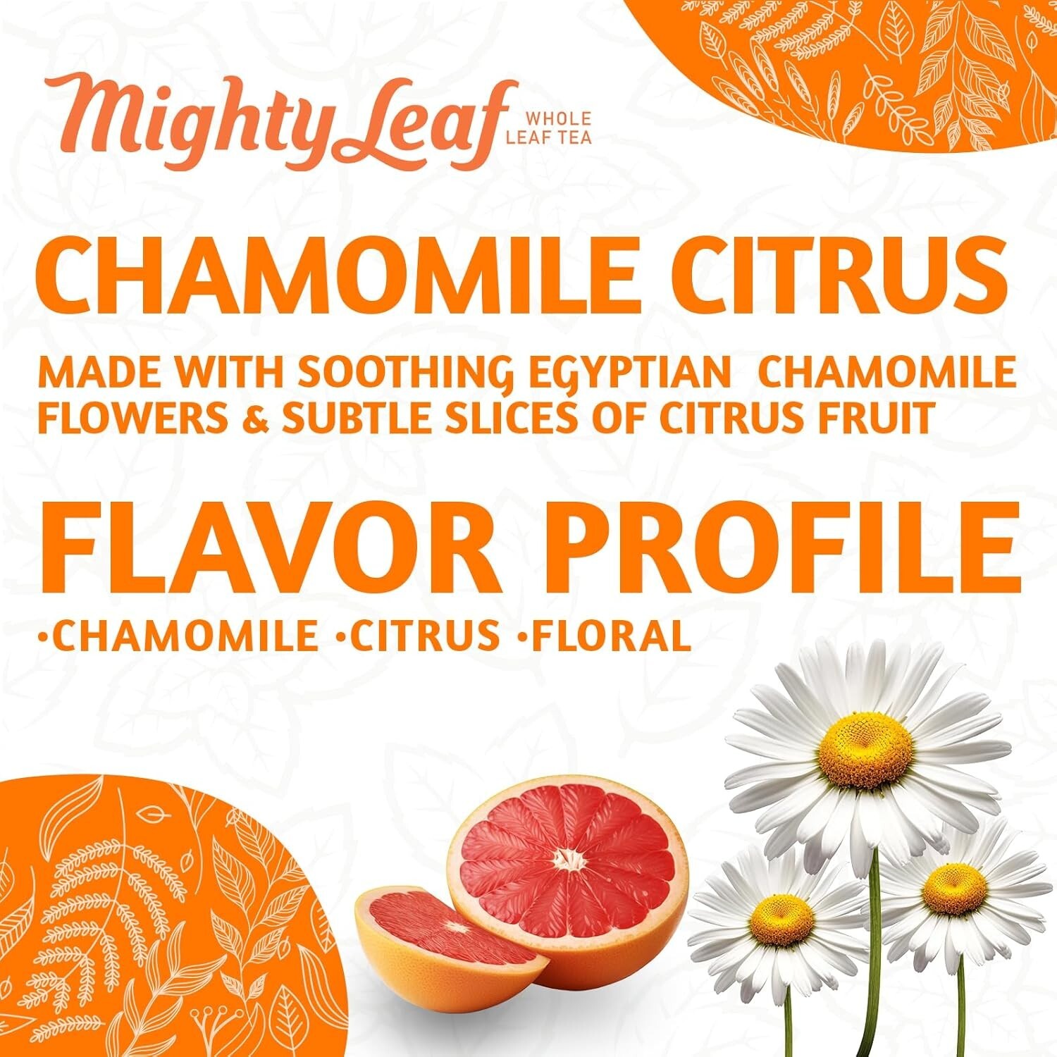 Delicate Chamomile Citrus Tea Blend with Vitamin C – 15 Whole Leaf Silk Bags