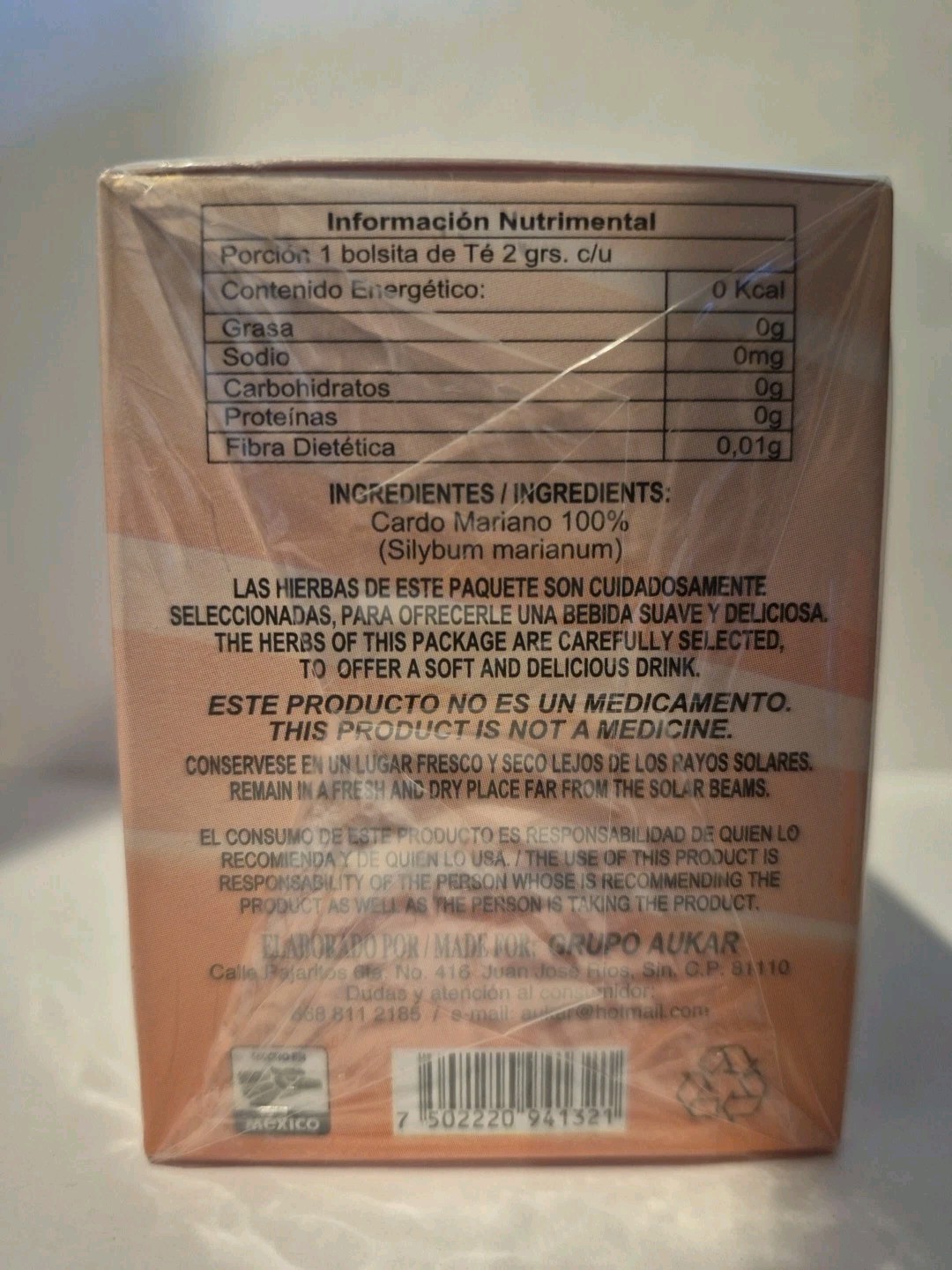 TE DE CARDO MARIANO MILK THISTLE TEA 25 Bags Higado, Anti-Oxidante Inflamatorio