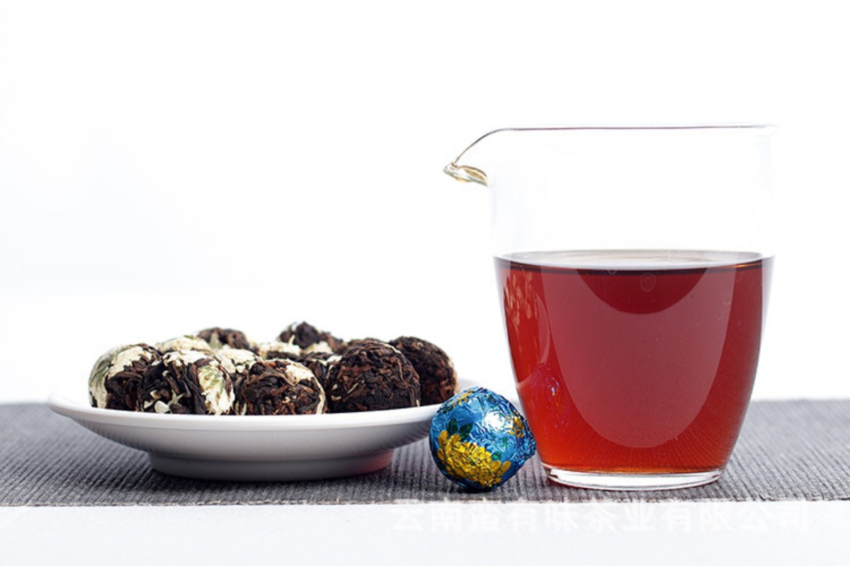 120g Yunnan Chrysanthemum Pu’er Tea Ripe Tea Rich Aroma Bulk Long Zhu Canned Tea