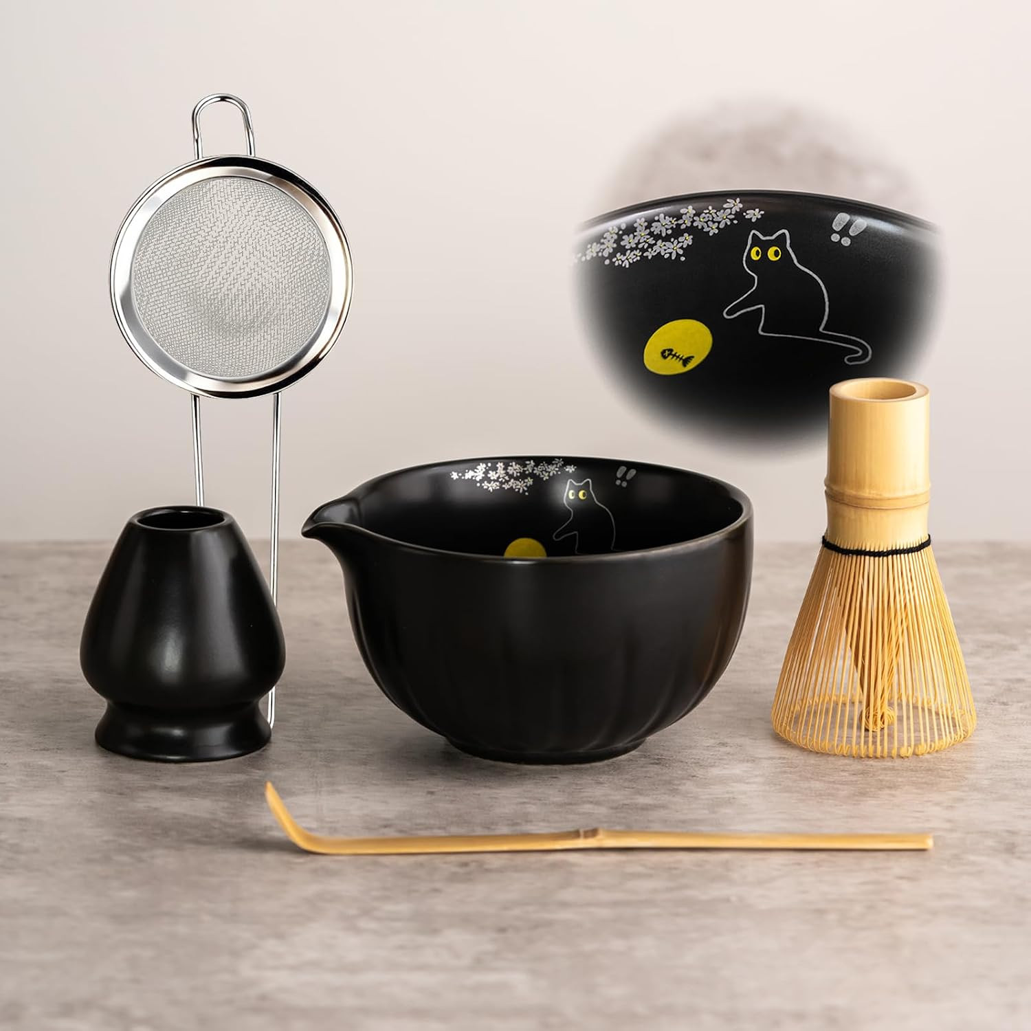 Matcha Set – Match Bowl and Whisk, 15 OZ, Matcha Scoop | Matcha Whisk Stand (Cha