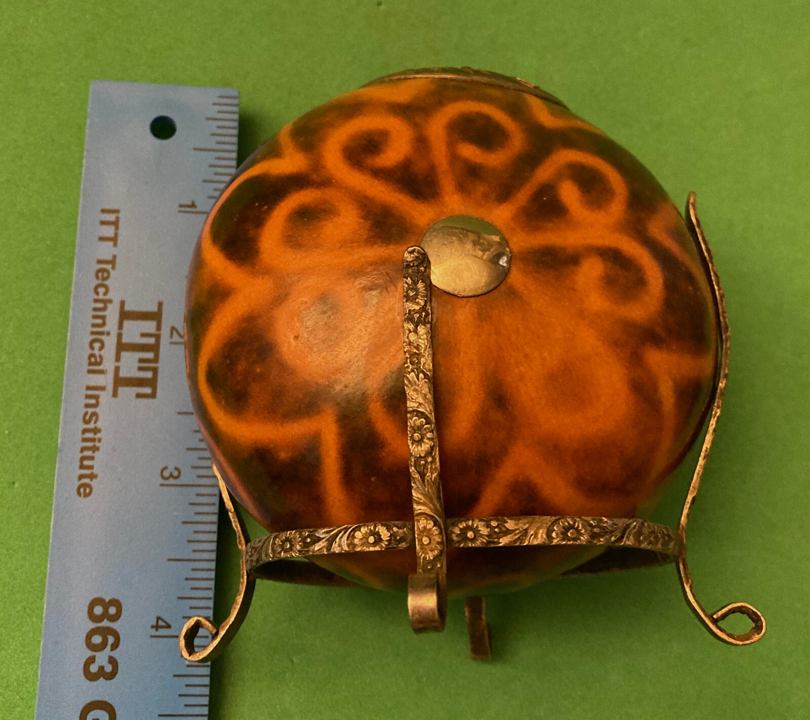 SCARCE ANTIQUE YERBA MATE GOURD CUP WITH STAND MADE IN ARGENTINA