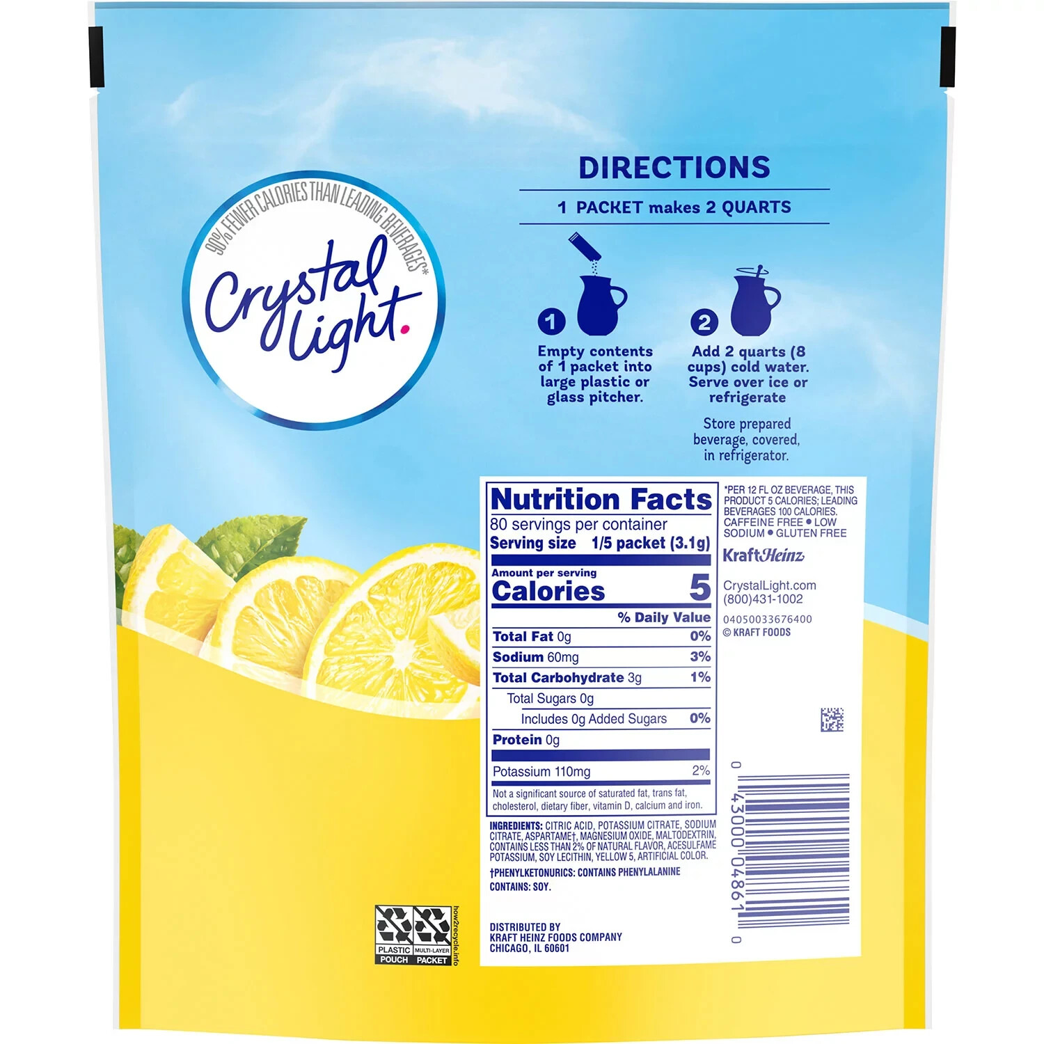 Crystal Light Drink Mix, Lemonade, 16 count