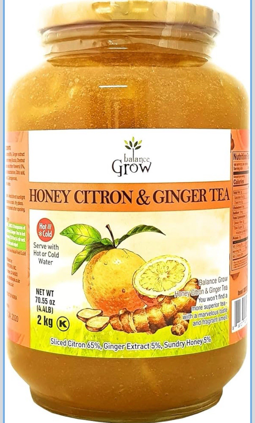 2 XBalance Grow Honey Citron and Ginger Tea 70.55oz (4.4 lbs/2KG) pack of 2