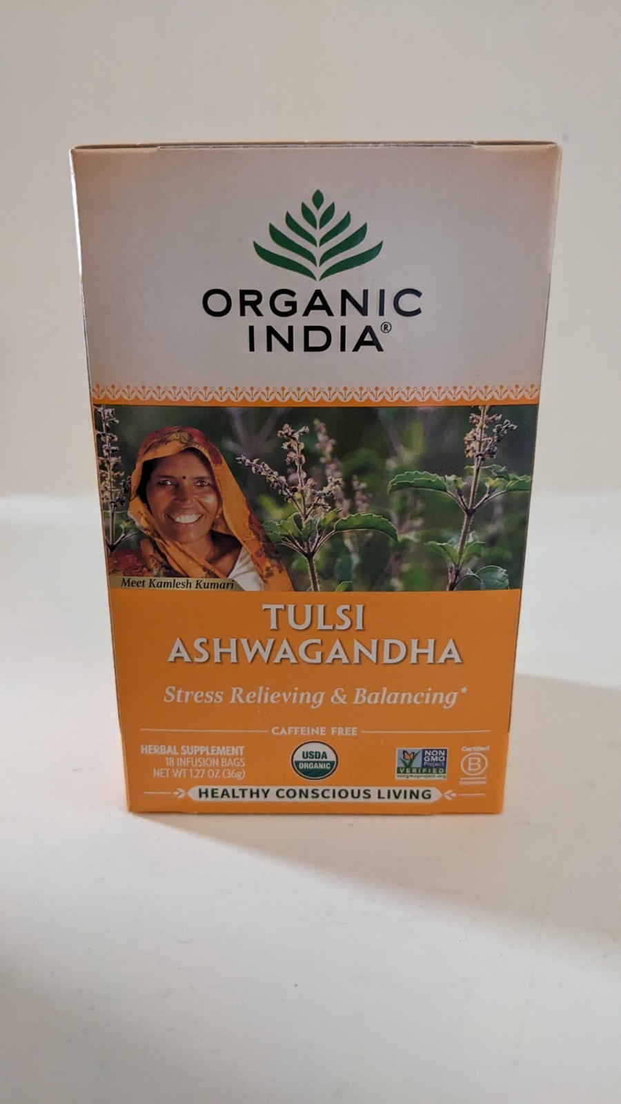 Organic India TULSI ASHWAGANDHA Herbal Tea Stress Relief 6 Boxes 108 bags BB7/27