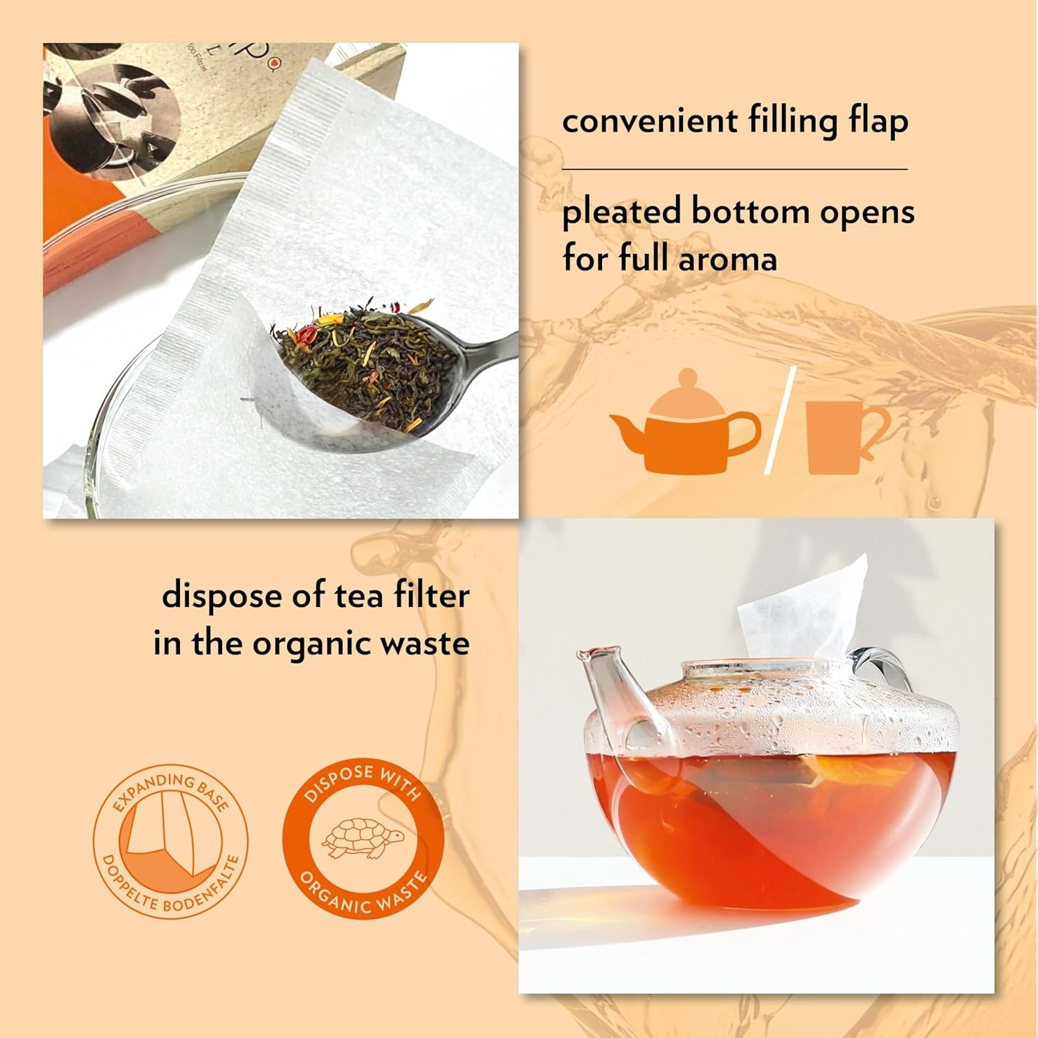 Sustainable 100-Pack Paper Tea Filters – Large, Double-Fold Design for Loose Tea