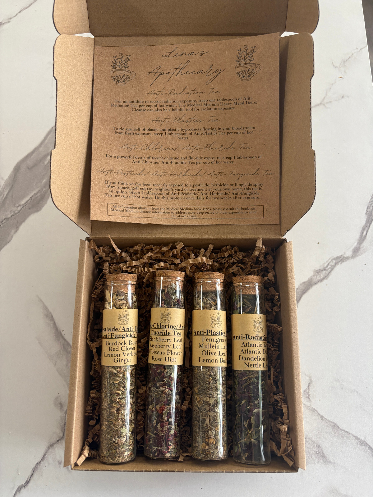 4 Loose Leaf Detoxifying Tea Sampler Set, Tea Gift Set, Apothecary Gift