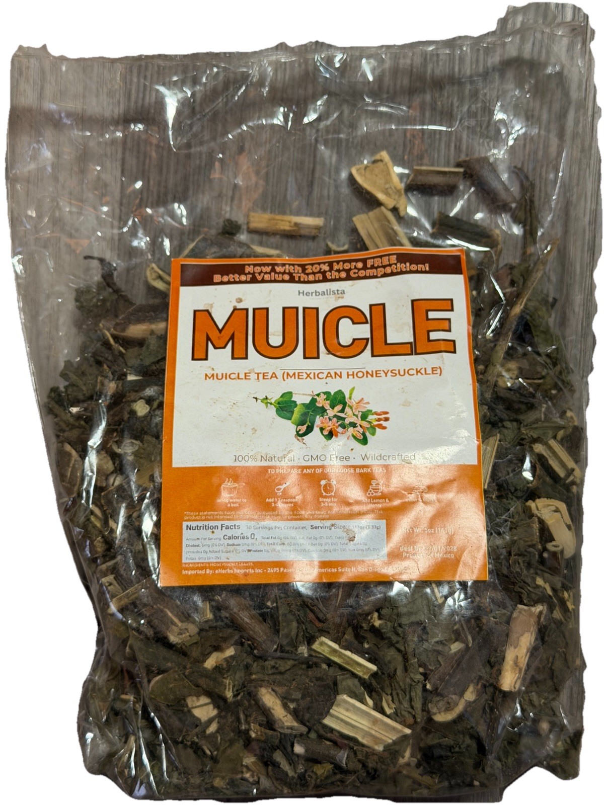 Herbalista Muicle Tea Mexican Honeysuckle Loose Leaf 100% Natural 114g