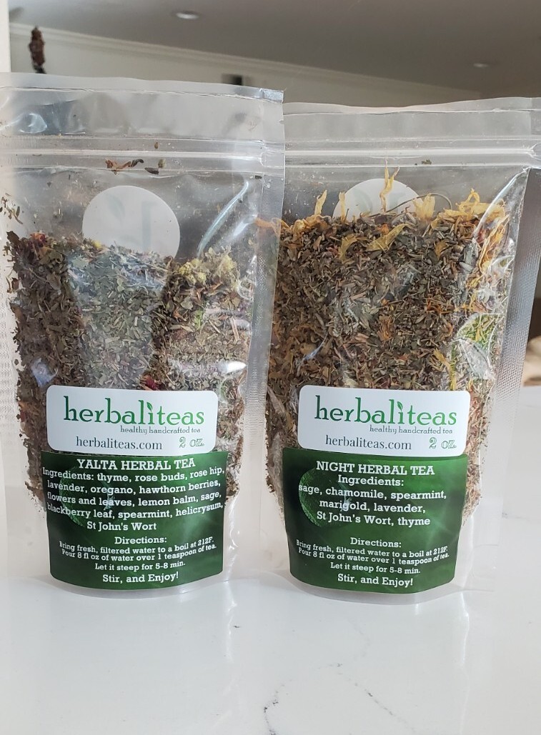 Lot of 2 Calming teas by Herbaliteas: Yalta & Night (2 oz each)